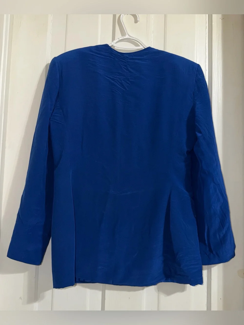 Vintage women's size 10 blazer Davis Hollis Royal Blue Embroidered Jacket silk